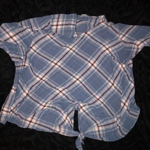 Dex 3X blue/pink plaid shirt with back buttons